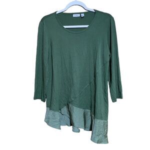 LOGO By Lori Goldstein Womens Size Medium Green Layered Asymmetrical Tunic